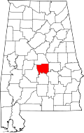 Alabama Map showing Autauga County