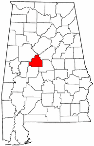Alabama Map showing Bibb County