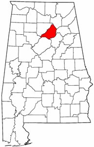 Alabama Map showing Blount County
