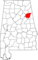 Alabama Map showing Calhoun County