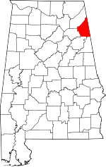 Alabama Map showing Cherokee County