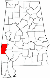 Alabama Map showing Choctaw County