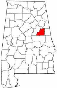 Alabama Map showing Clay County