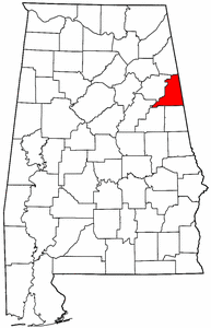 Alabama Map showing Cleburne County