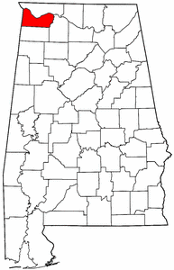 Alabama Map showing Colbert County