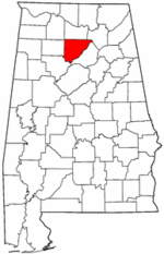 Alabama Map showing Cullman County