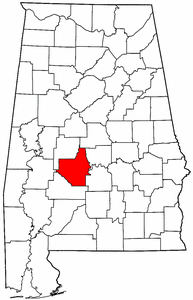 Alabama Map showing Dallas County