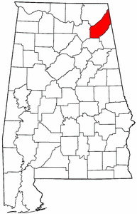 Alabama Map showing DeKalb County