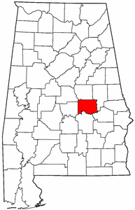 Alabama Map showing Elmore County