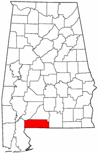 Alabama Map showing Escambia County