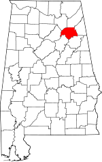 Alabama Map showing Etowah County