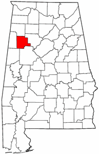 Alabama Map showing Fayette County