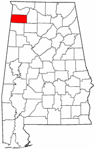 Alabama Map showing Franklin County