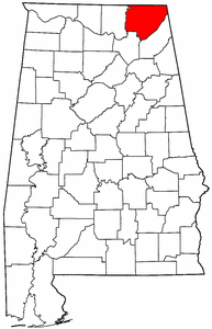 Alabama Map showing Jackson County