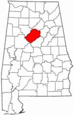 Alabama Map showing Jefferson County
