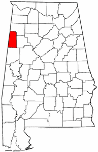 Alabama Map showing Lamar County