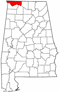 Alabama Map showing Lauderdale County