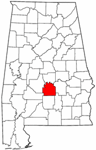 Alabama Map showing Lowndes County