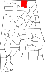Alabama Map showing Madison County