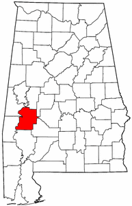 Alabama Map showing Marengo County