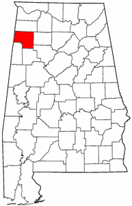 Alabama Map showing Marion County