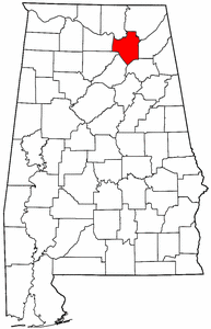 Alabama Map showing Marshall County