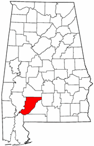 Alabama Map showing Monroe County