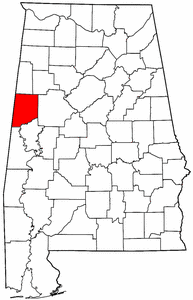 Alabama Map showing Pickens County