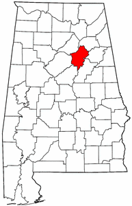 Alabama Map showing Saint Clair County