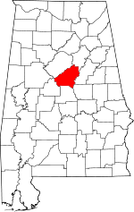 Alabama Map showing Shelby County