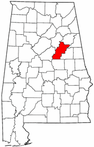Alabama Map showing Talladega County