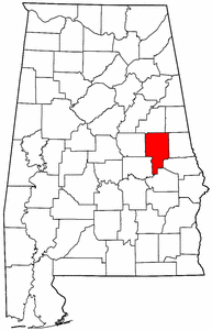 Alabama Map showing Tallapoosa County