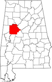 Alabama Map showing Tuscaloosa County