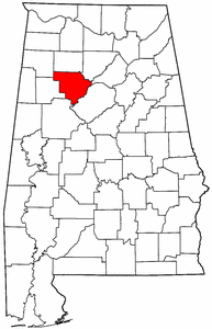 Alabama Map showing Walker County