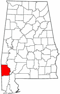 Alabama Map showing Washington County