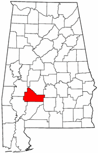 Alabama Map showing Wilcox County