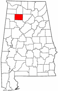 Alabama Map showing Winston County
