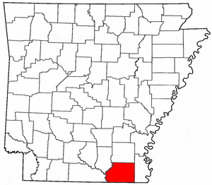 Arkansas Map showing Ashley County