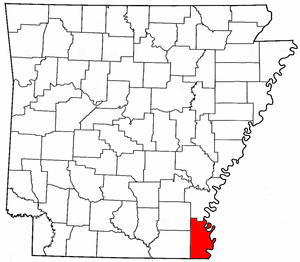Arkansas Map showing Chicot County
