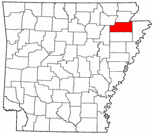 Arkansas Map showing Craighead County