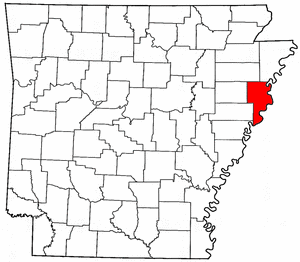 Arkansas Map showing Crittenden County