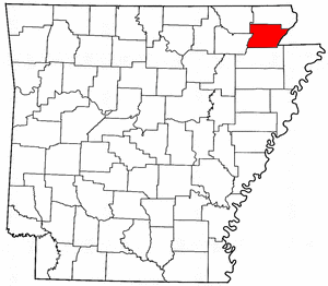 Arkansas Map showing Greene County
