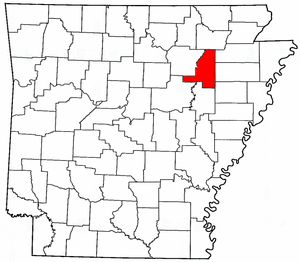 Arkansas Map showing Jackson County
