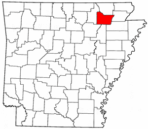 Arkansas Map showing Lawrence County