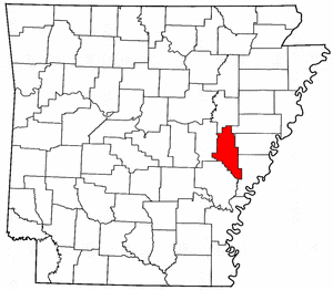 Arkansas Map showing Monroe County