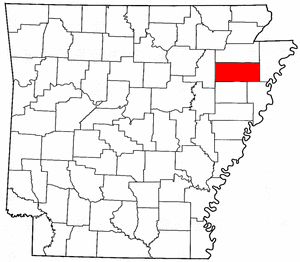 Arkansas Map showing Poinsett County
