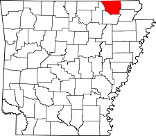 Arkansas Map showing Randolph County