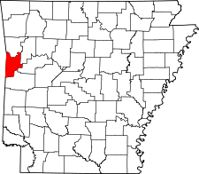 Arkansas Map showing Sebastian County