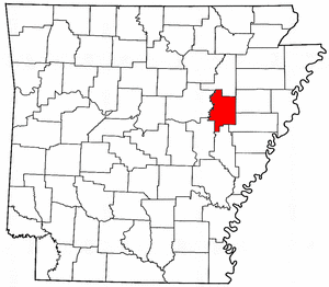Arkansas Map showing Woodruff County