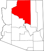 Arizona Map showing Coconino County